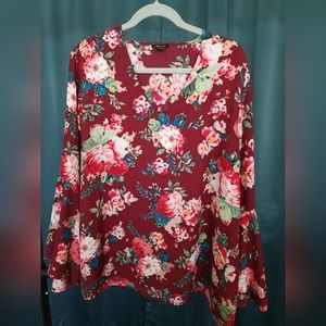 IMAN floral burgundy top 1X